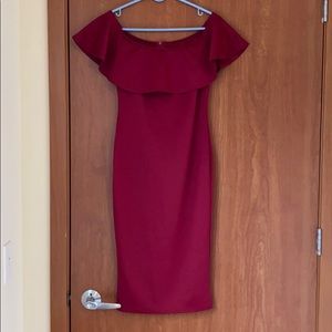 Maroon size 6 off the shoulder dress